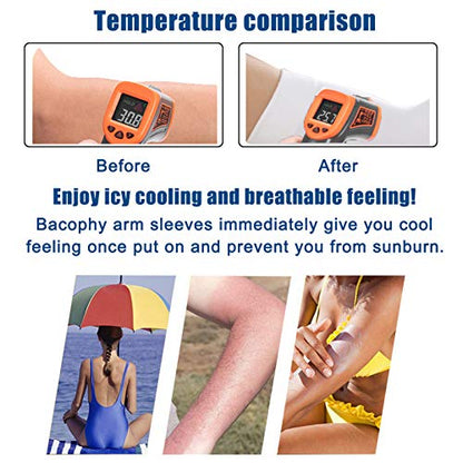 Bacophy 3/6 Pairs UV Protection Cooling Arm Sleeves Women Men, UPF 50 Arm Cover - color: 6-pairs Black+grey+white+beige+blue+pink