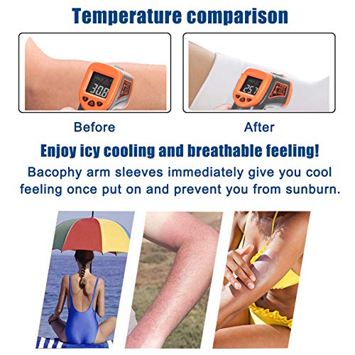 Bacophy 3 Pairs Arm Sleeves with Thumb Holes Women Men UV Protection Cooling, UPF 50 Compression Long Arm Cover - color: 3-pairs Blue+pink+purple