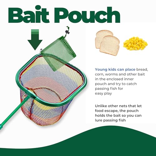 Kids Fishing Net - Extendable Telescopic Landing Net for Boy Girl Children Catching Small Fish Crab Shrimp Minnow Dragonfly Beach Pier Lake River Ocean - color: Style 3 (Green)