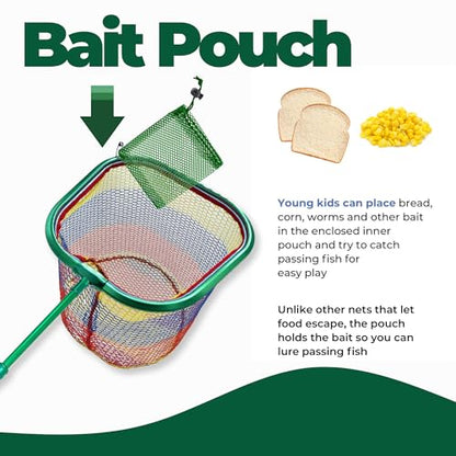 Kids Fishing Net - Extendable Telescopic Landing Net for Boy Girl Children Catching Small Fish Crab Shrimp Minnow Dragonfly Beach Pier Lake River Ocean - color: Style 3 (Green)