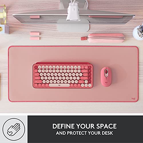 Logitech Desk Mat Studio Series Large Pad 30L x 70W cm - Darker Rose | Multifunctional large pad, extended mouse surface, office desk protector, anti-slip base, spill-resistant - color: Darker Rose