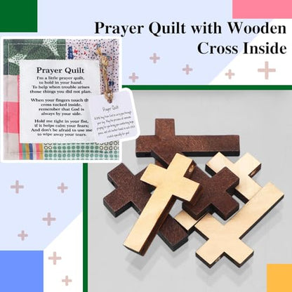 Fanfanwin 1 Pc Mini Prayer Quilt with Cross Inside, Pocket Scripture