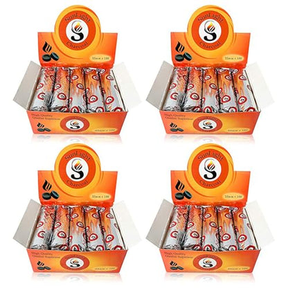 Sunlight® Charcoal Tablets for Incense– Quick Light Charcoal Tablets – Charcoal Disk Lights – 33 mm Resin Burner Rolls – – Charcoal Burner - Instant Fire Coal Tablet (100 Count (Pack of 4)) - size: 100 Count (Pack of 4)