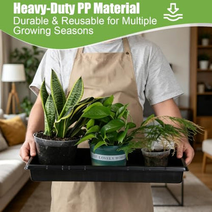 10-Pack Heavy-Duty 1020 Seed Trays with Drain Holes, Reusable Plant Flats | Durable Growing Trays, Ideal for Seed Starting, Propagation & Microgreens & Hydroponic (21" x 11", 2.36" Deep) - color: Black, size: 10p 1020 Trays with Holes