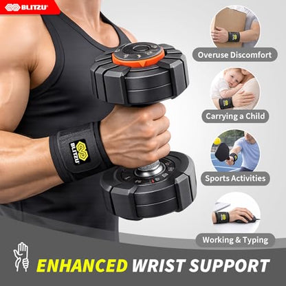 Compression Wrist Wraps, Carpal Tunnel Adjustable Wrist Brace, Men & Women | 2 Pack, Flexible Neoprene, Low-Profile Design, Pain Relief, Arthritis, Tendonitis, Fitness, Office, Sleep Use, Night, Gym
