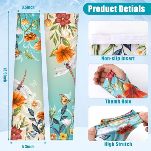 Bebila Gardening Sleeves for Women Farm UV Sun Protection Anti-Scratch Cooling Sleeves with Thumb Hole Arms Cover Outdoors - color: Gradient Green