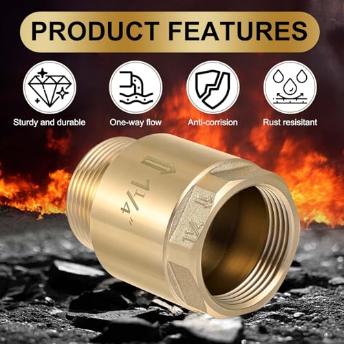 Zonon 2 Pcs 1-1/4 Inch Check Valve One Way Brass Non Return in Line Check Valve with Backflow Prevention NPT Male in FNPT out for Garden Hose Well Pumps Irrigation Systems Chemical Industry - size: 1-1/4 Inch