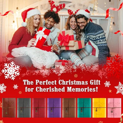 OMEYA Leather Journal Notebook, Refillable Writing Journal Diary Planner for Women Girls (Red, A5-9.3''×6.3'') - color: Red, size: A5-9.3''×6.3''