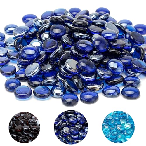 10-Pound Fire Glass Beads - 1/2" High Luster Fire Glass Drops for Fireplace Fire Pit | Gas Log Sets | Landscaping | Fish Tank, Royal Cobalt Blue Luster (Royal Cobalt Blue)