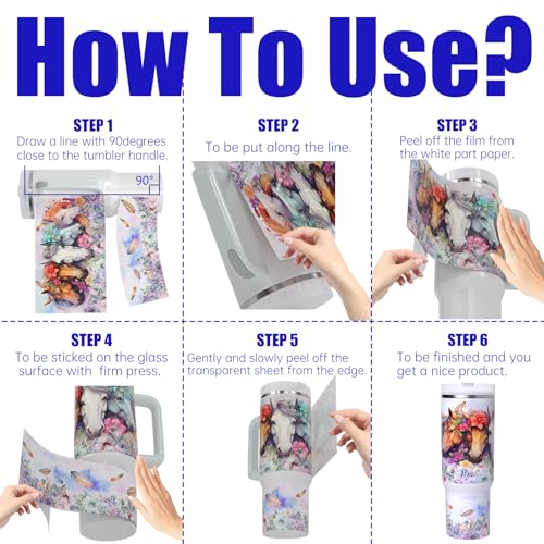 6 PCS Horse UV DTF Stickers, UV DTF Cup Wrap for 40oz | Vibrant washable UV DTF cup wrap transfers with strong adhesion for glass cups, mugs and smooth hard surfaces - style: Horse