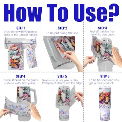 6 PCS Horse UV DTF Stickers, UV DTF Cup Wrap for 40oz | Vibrant washable UV DTF cup wrap transfers with strong adhesion for glass cups, mugs and smooth hard surfaces - style: Horse