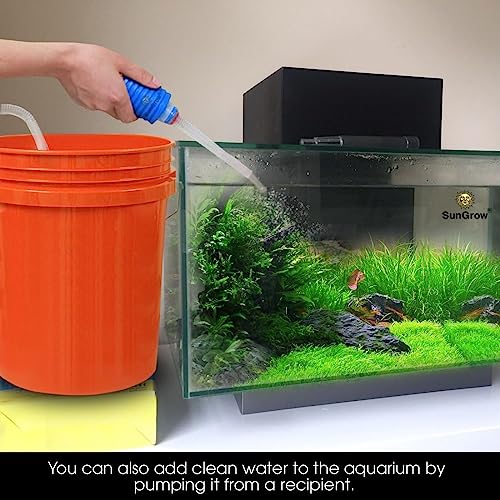 SunGrow Aquarium Fish Tank Gravel Cleaner Vacuum, Siphon Pump Aquarium Water Changer, Tank Cleaner, Syphon Cleaning and Water Changing Tools Kit with Priming Bulb, Aquarium Supplies, 65-inches - color: Blue