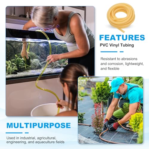PATIKIL Rubber Tubing, 6mmx12mmx5m Tubing Tube with Hose Clamps, Soft Hose Line Pipe for Multipurpose Industrial Aquarium, Yellow - size: 6mmx12mmx5m