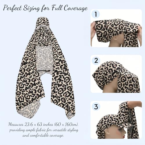 ZLYC Women Muslim Hijab Scarf with Visor Built-in Undercap Sun Protection Headwrap - color: Leopard Print