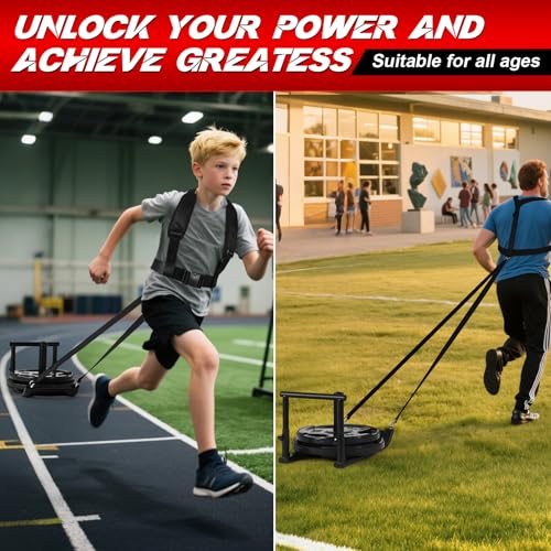 GADFISH Medium-sized Weight Sled, Adjustable Height Workout Fitness Sled for Speed Training, Push and Pull Sleds for Exercise, Suitable for 1" & 2" Weight Plate, Applicable to Multiple Scenarios