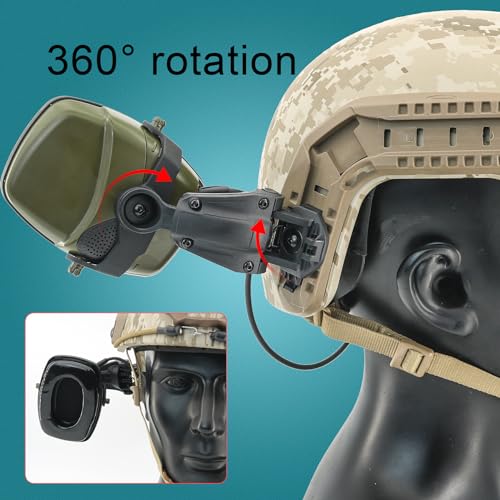 Hearing Protection Noise Cancelling Sound Amplification with Gel Ear Pad/ARC Rail Adapter Ideal for Shooting Sport - color: Army Green