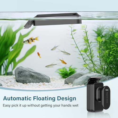 hygger Aquarium Magnetic Glass Clean Tool, Algae Scraper for 0.6 Inch Thick Fish Tank Floating Scrubber Brush with Two Detachable Blades - size: L