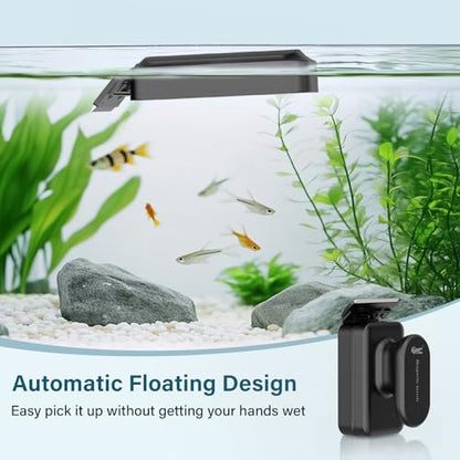 hygger Aquarium Magnetic Glass Clean Tool, Algae Scraper for 0.6 Inch Thick Fish Tank Floating Scrubber Brush with Two Detachable Blades - size: L