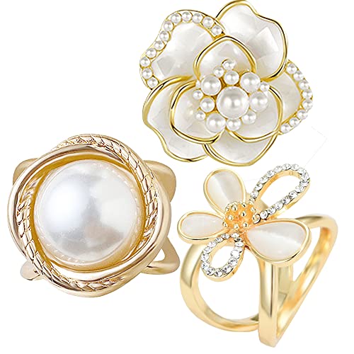 Scarf Rings Buckle And Slides For Women Scarves Pin Tshirt Ties Clip For The Side 3CP - color: Camellia silk scarf buckle