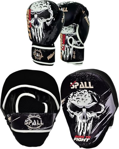 MMA Training Set – 3 in 1 Pack of Boxing Gloves, Muay Thai Shin Guards and Head Gear, Fighting Set for MMA, Kickboxing, Muay Thai, Sparring Workout & Training (BK, Medium)