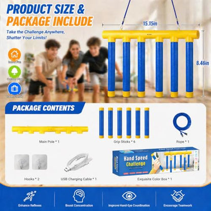 Reflex Drop Sticks Game,Reaction Time Training & Hand Speed Challenge Game with 3 Speed Adjustable,Catch Falling Stick Drop Game Challenge for Adult