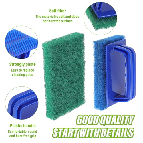 5 Pack Electric Cleaning Brush Pad Kitchen Bathroom Household Cleaning Pad Swimming Pool wall Cleaning Brush Heavy Duty Griddle Scrubber Scouring Pad and 1 Pack Handle kit(Multicolor) - color: Mix Color