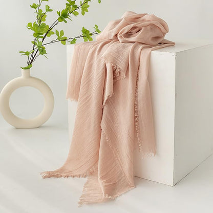 Women Summer Scarfs Large Long Lightweight Linen Beach Gauze Shawl Wrap 75”×40” - color: Naked Pink