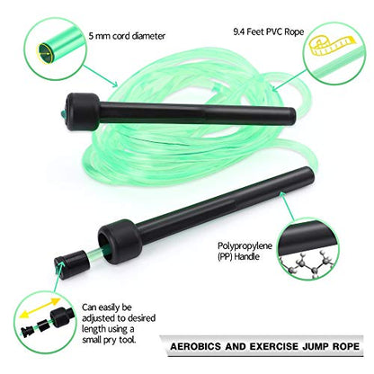 JUSDO 8 Pack Adjustable PVC Jump Rope for Cardio Fitness - Versatile Jump Rope for Both Kids and Adults Women Men Christmas Gift - Great for Exercise,9 Feet