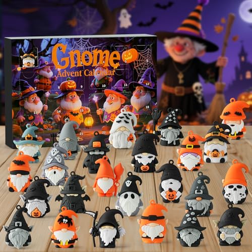 Gnome Advent Calendar 2026,Halloween Countdown Advent Calendar,Advent Calendar,with 24 Gnome Collectible Figures,Halloween Advent Calendars Gift kids Teen Adults - color: orange