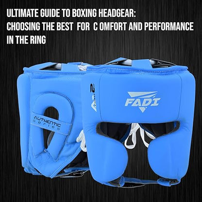 Authentic Series A2 Boxing Headgear - Premium Leather Head Guard for Kids and Adults in MMA, Kickboxing, Muay Thai, Karate, Martial Arts, and Taekwondo - color: Blue, size: Small-Medium