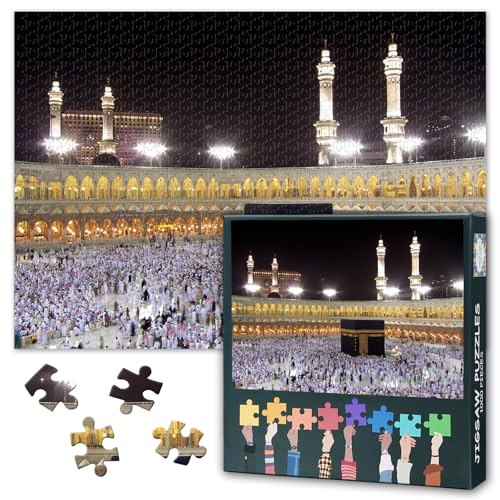 Jigsaw Puzzle 1000 Pieces for Adults Islamic Wall Art Mecca Saudi Arabia Muslim Mosque Artwork Spiritual Home Decor Large Puzzle for Wall Display 27.5x19.7 Inch - color: Artwork-04