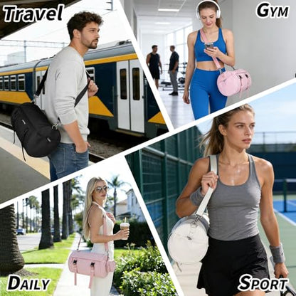 Small Gym Bag for Women Men, 15L Sports Workout Bag with Wet Pocket and Yoga Mat Holder, Lightweight & Water-Resistant Mini Travel Duffle Bag (Beige) - color: Beige