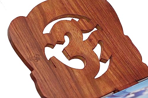 Sheesham Wooden Hand Carved Holy Book Stand for Quran, Bible, Bhagwat, Gita, Ramayana & Guru Granth Sahib for Reading OM Rehal Stand (13x6.5x1)inches OM05