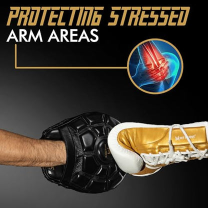 HIT N Move Turtle Boxing Mitts | Indented Punching Pads | Sparring Gear for Boxing, MMA, Kickboxing, Muay Thai, Martial Arts Training Equipment, Genuine Leather, High-Performance Focus Mitts - color: Black