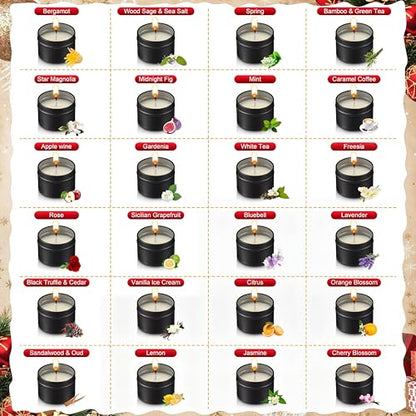 Nuanchu 24 Pack Christmas Scented Candles Gift Set Highland Cattle Candle for Her Him 2oz Natural Soy Wax Jar Long Lasting Aromatherapy Bulk Favors Set for Christmas Party Home Decor - style: Highland Cattle