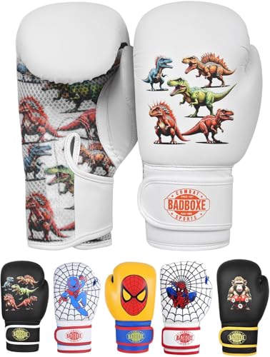 Boxing Gloves 6oz | Boxing Gloves for Kickboxing Muay Thai MMA | Bag Gloves for Punching Bag - color: Dinosaur White