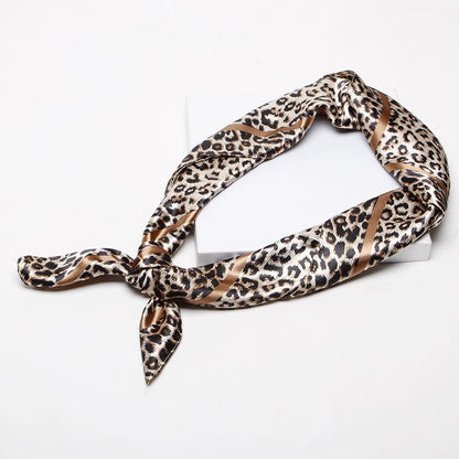 Leopard Head Scarf for Women - Lightweight Large Square Satin Hair Scarf | Soft lightweight leopard head scarf, versatile as bandana, hair wrap or fashion accessory for daily wear 35'' × 35''