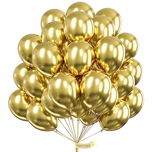 PartyWoo Metallic Gold Balloons 100pcs Gold Latex Helium Balloons 12 Inch - color: Gold-g101, size: 12 inch