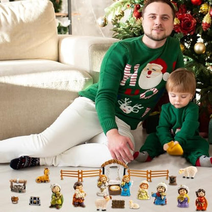 Nativity Advent Calendar 2026, 24pcs Resin Nativity Scene Figurines Set for Men Women Christmas Advent Countdown Calendar Christian Religious Gifts for Kids - color: Yellow