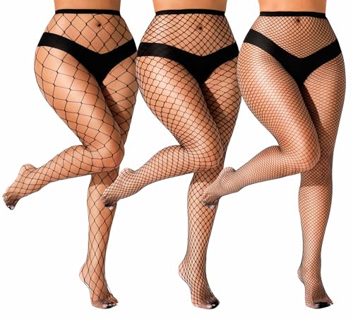 lmotpe Plus Size Fishnet Tights Stockings Women's High Waist Stockings for Women - color: Black Lms Mesh 3