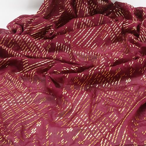 1920's Women's large-sized winter and autumn scarf - Retro Faux Assuit Foil print-embossed style long scarves - color: Burgundy Gold