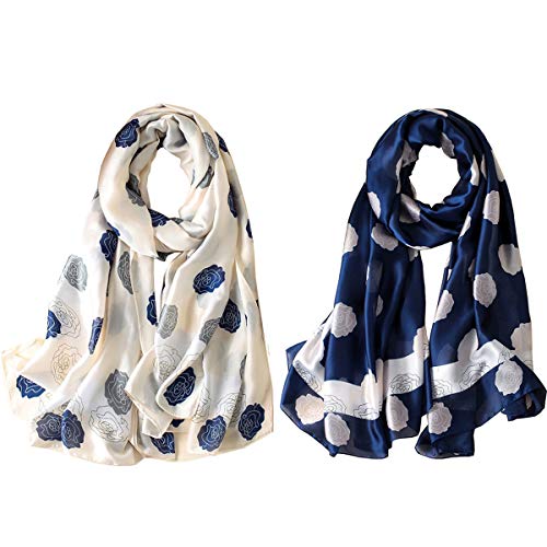 Silk Scarf 100% Mulberry Silk Fashion Scarves Long Lightweight Shawl Wrap - color: W149