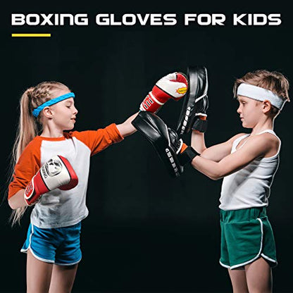 CKE Kids Boxing Gloves for Kids Boys Girls Junior Youth Toddlers Age 5-12 Years Training Boxing Gloves for Punching Bag Kickboxing Muay Thai - color: RED