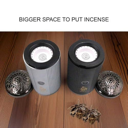 Bakhoor BoSidin Stylish Portable Incense Burner | USB Rechargeable Oud burner for Home Office and Car (X022-Silver)