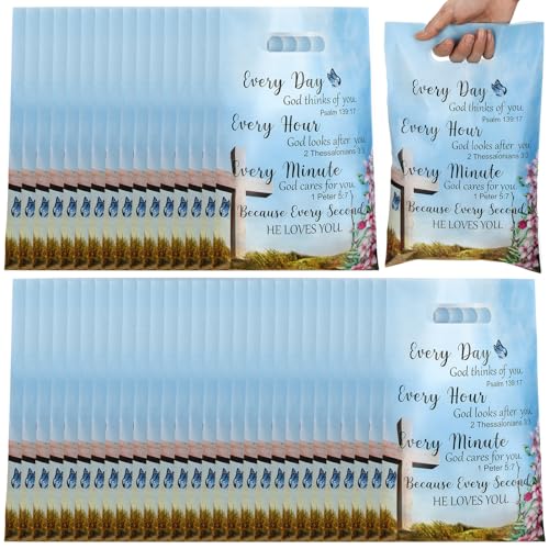 Yinder 50 Pcs Christian Gift Bags with Handles Religious Party Treats - style: Christian