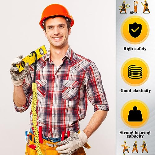 12 Pack Tool Lanyard with Single Metal Buckle and Adjustable Loop End, Standard Length, Maximum Weight Limit 8KG/ 17.6lb, with Aluminum Screw Lock, Retractable Shock Cord Stopper (Yellow) - color: Yellow