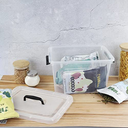 Kekow 6-Pack 10 L Plastic Storage Boxes, Clear Plastic Storage Bins with Lids - size: 10 L