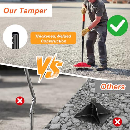 8" x 8" Steel Tamper Tool with 48" Handle, Heavy Duty Hand Compactor for Soil, Gravel, Dirt, Asphalt, Pavers, Driveway Repair, Lawn & Landscaping