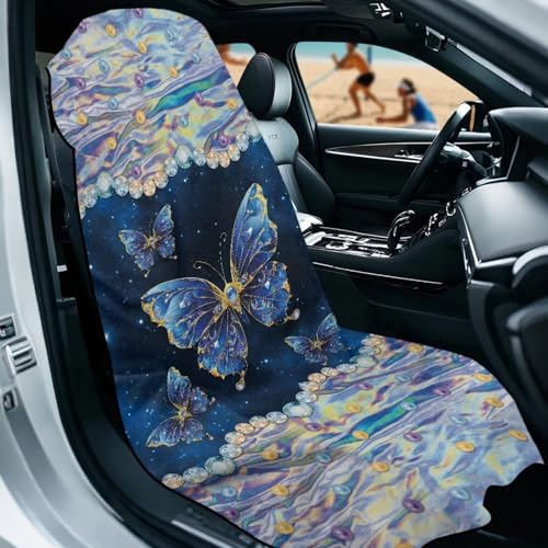 Butterfly Galaxy Print Car Seat Hoodie Towel Sweat Towels for Car Seats Multi-Purpose Towel Automotive Seat Covers with Storage Bag, 60 x 33 Inch, Easy to Install - color: Blue-Butterfly Galaxy