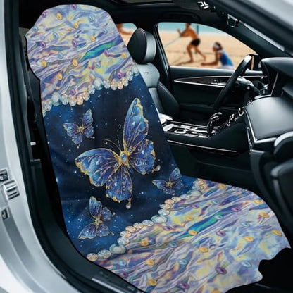Butterfly Galaxy Print Car Seat Hoodie Towel Sweat Towels for Car Seats Multi-Purpose Towel Automotive Seat Covers with Storage Bag, 60 x 33 Inch, Easy to Install - color: Blue-Butterfly Galaxy